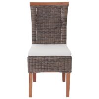 2er-Set Rattan Esszimmerstühle mit Sitzkissen
