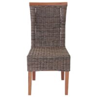 2er-Set Rattan Esszimmerstühle Küchenstühle ohne Sitzkissen