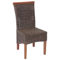 2er-Set Rattan Esszimmerstühle Küchenstühle ohne Sitzkissen