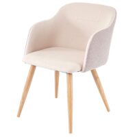 2er-Set Esszimmerstühle Retro Design mit Armlehnen Stoff creme-beige