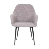 2er-Set Esszimmerstühle Retro Design Stoff schwarze Beine grau