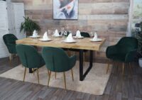 2er-Set Esszimmerstühle Retro Samt mit goldenen Beinen grün