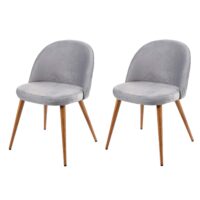 2er-Set Retro Esszimmerstühle Samt 50er Jahre Design hellgrau