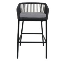 2er-Set Outdoor Rope-Barhocker Metall Kissen hellgrau anthrazit