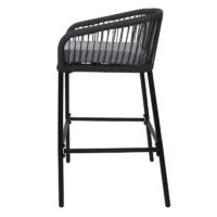 2er-Set Outdoor Rope-Barhocker Metall Kissen hellgrau anthrazit