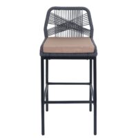 2er-Set Outdoor Rope-Barhocker Metall mit taupe Kissen anthrazit