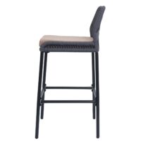 2er-Set Outdoor Rope-Barhocker Metall mit taupe Kissen anthrazit