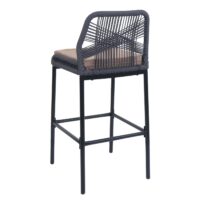 2er-Set Outdoor Rope-Barhocker Metall mit taupe Kissen anthrazit