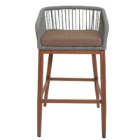 2er-Set Outdoor Rope-Barhocker Metall Holzoptik hellgrau taupe