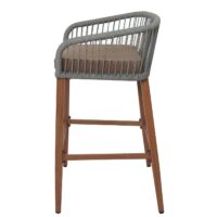 2er-Set Outdoor Rope-Barhocker Metall Holzoptik hellgrau taupe