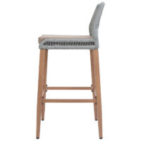 2er-Set Outdoor Rope-Barhocker Metall Holz-Optik hellgrau taupe