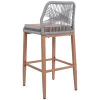 2er-Set Outdoor Rope-Barhocker Metall Holz-Optik hellgrau taupe