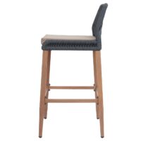 2er-Set Outdoor Rope-Barhocker Seilgeflecht Kissen taupe anthrazit