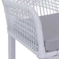 2er-Set Rope-Barhocker Outdoor mit Sitzpolster Seilgeflecht hellgrau