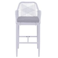 2er-Set Rope-Barhocker Outdoor mit Sitzpolster Seilgeflecht hellgrau