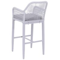 2er-Set Rope-Barhocker Outdoor mit Sitzpolster Seilgeflecht hellgrau