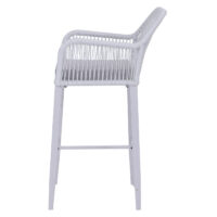 2er-Set Rope-Barhocker Outdoor mit Sitzpolster Seilgeflecht hellgrau