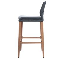 2er-Set Rope-Barhocker Outdoor Seilgeflecht Kissen hellgrau anthrazit