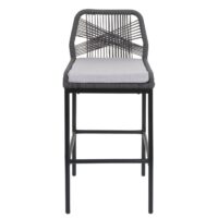 2er-Set Rope-Barhocker Outdoor Seilgeflecht Kissen hellgrau