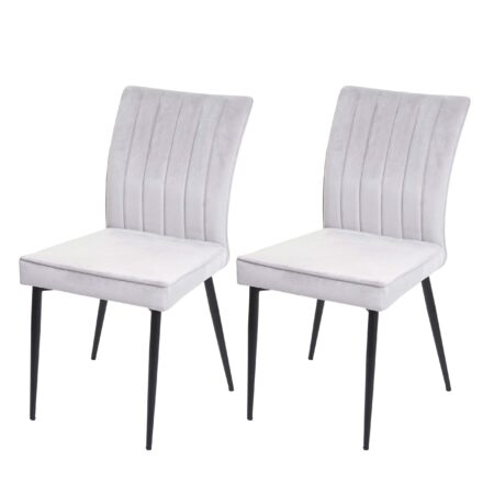 2er-Set Stühle Samt Metall für Esszimmer & Küche hellgrau