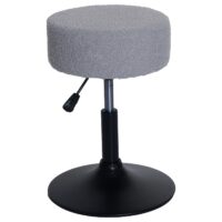 2er-Set Sitzhocker Schminkhocker höhenverstellbar drehbar Bouclé grau