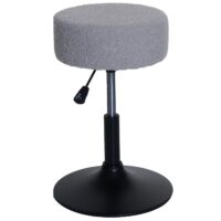 2er-Set Sitzhocker Schminkhocker höhenverstellbar drehbar Bouclé grau