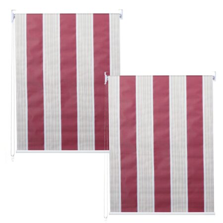 2er-Set Seitenzugrollo blickdicht Sonnenschutz 120x230cm rot/weiss/beige