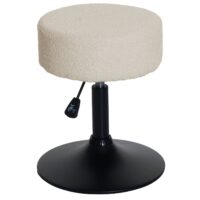 2er-Set Sitzhocker Bouclé höhenverstellbar drehbar creme-weiss