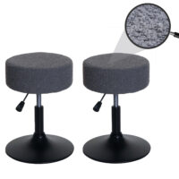 2er-Set Sitzhocker Bouclé höhenverstellbar drehbar dunkelgrau