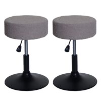 2er-Set Sitzhocker höhenverstellbar drehbar Bouclé Ø37cm taupe