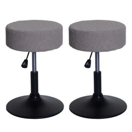 2er-Set Sitzhocker höhenverstellbar drehbar Bouclé Ø37cm taupe