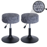 2er-Set Sitzhocker höhenverstellbar drehbar Chenille 37cm dunkelgrau