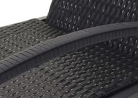 2er-Set Sonnenliegen Poly-Rattan mit creme-beigen Kissen schwarz