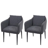 2er-Set Esszimmerstühle aus Stoff/Textil mit Lehne dunkelgrau