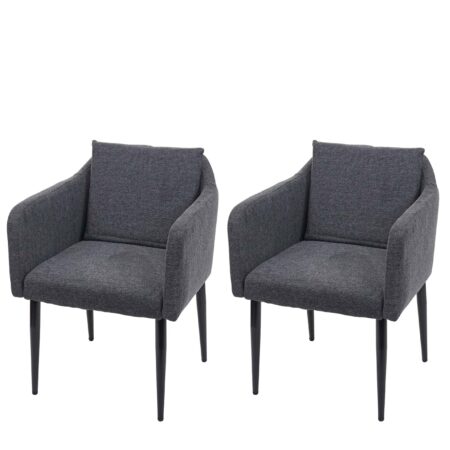 2er-Set Esszimmerstühle aus Stoff/Textil mit Lehne dunkelgrau