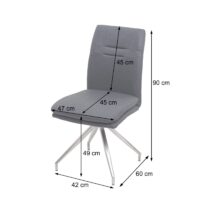 2er-Set Esszimmerstühle Stoff Edelstahl gebürstet dunkelgrau