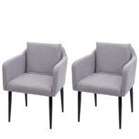 2er-Set Esszimmerstühle mit Stoffbezug für Küche hellgrau