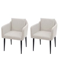 2er-Set Esszimmerstühle Stoff mit Lehne creme-beige