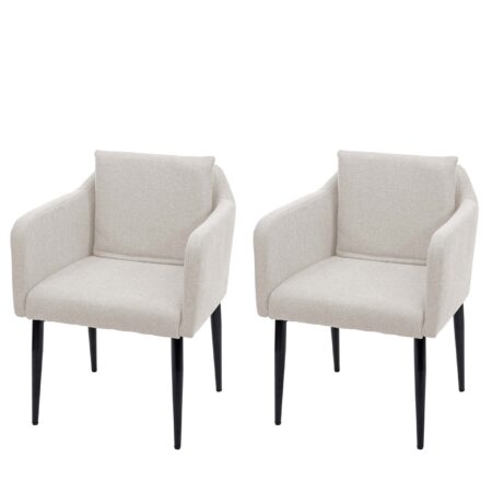 2er-Set Esszimmerstühle Stoff mit Lehne creme-beige