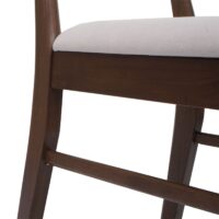 2er-Set Esszimmerstühle Stoff Massivholz dunkles Gestell creme