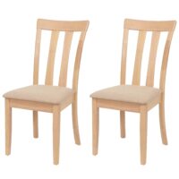 2er-Set Esszimmerstühle Stoff Massivholz natur beige