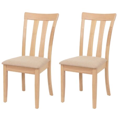 2er-Set Esszimmerstühle Stoff Massivholz natur beige