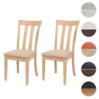 2er-Set Esszimmerstühle Stoff Massivholz natur beige