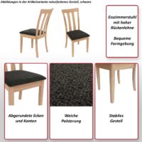 2er-Set Esszimmerstühle Stoff Massivholz natur beige