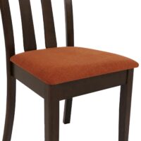 2er-Set Esszimmerstühle Stoff Massivholz dunkles Gestell orange