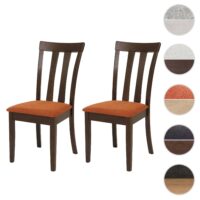 2er-Set Esszimmerstühle Stoff Massivholz dunkles Gestell orange