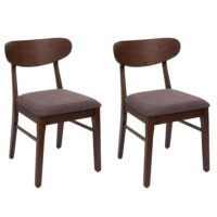 2er-Set Esszimmerstühle Stoff Massivholz dunkles Gestell taupe
