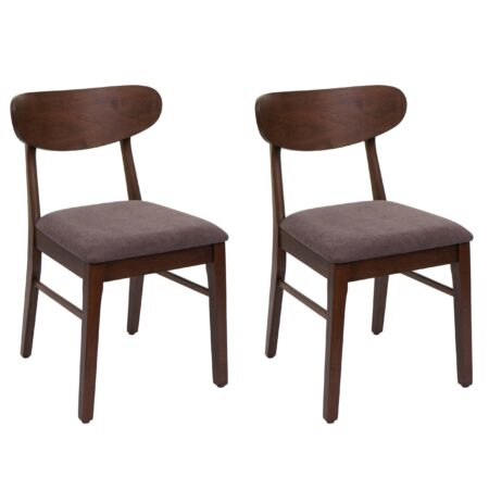 2er-Set Esszimmerstühle Stoff Massivholz dunkles Gestell taupe