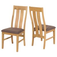 2er-Set Esszimmerstühle Stoff Massivholz helles Gestell taupe