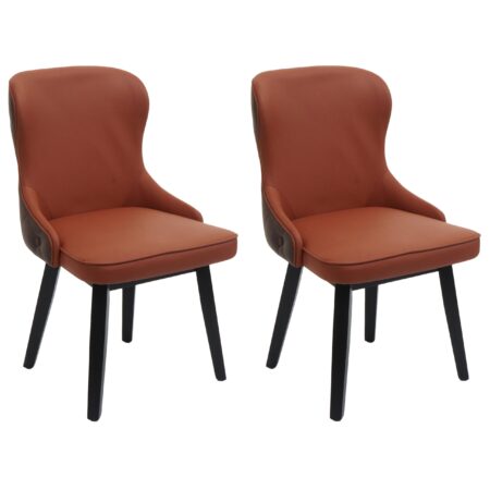 2er-Set Esszimmerstühle Stoff Massivholz terracotta-braun